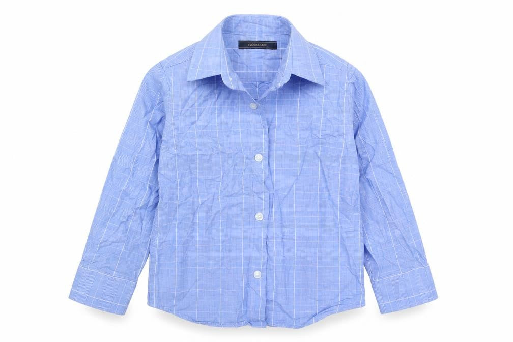 Next Boys Blue Check Cotton Basic Button-Up Size 3 Years Collared Button