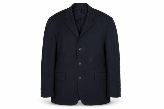 Front view of Burton men’s blue polyester jacket blazer, size 44