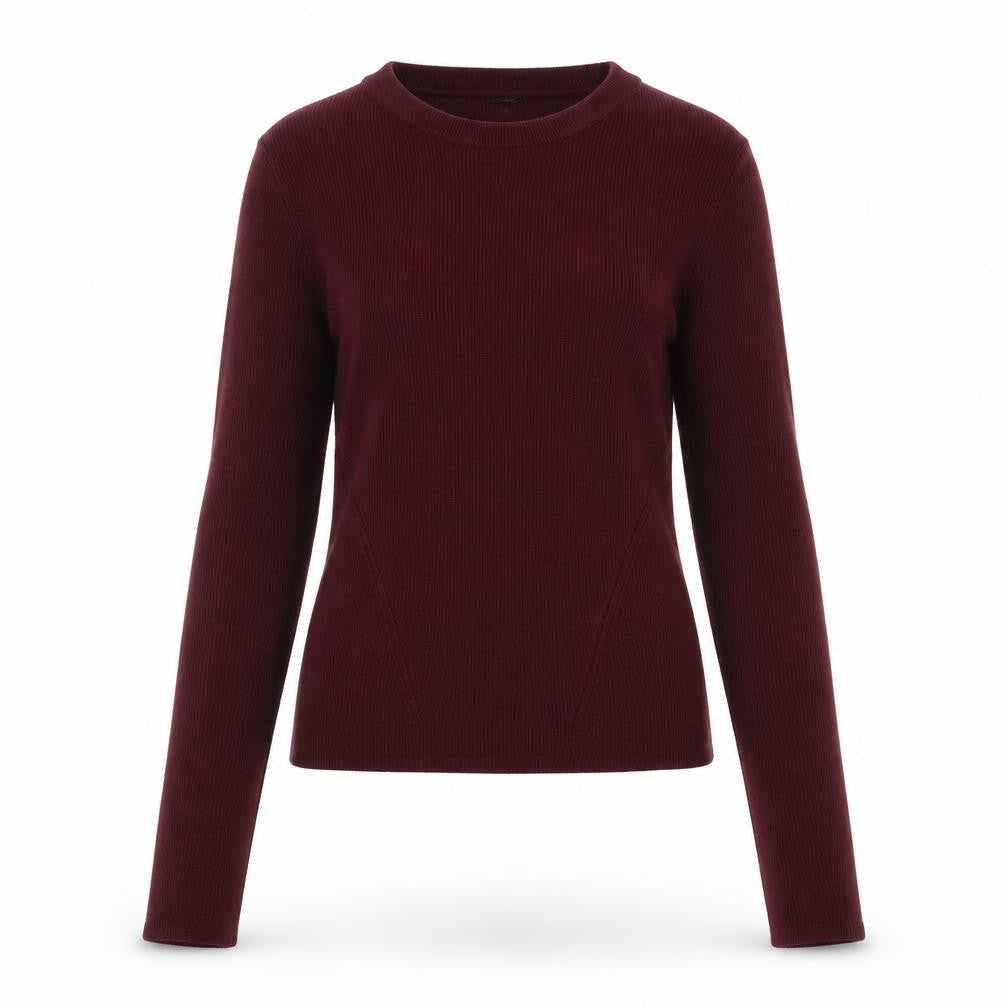Front view of H&M women’s red viscose pullover sweatshirt, size XS, pullover