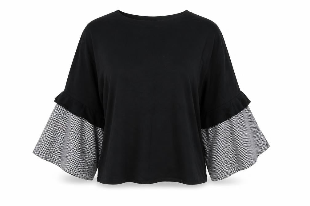 Front view of Primark women’s black cotton pullover sweatshirt, size UK 12, pullover