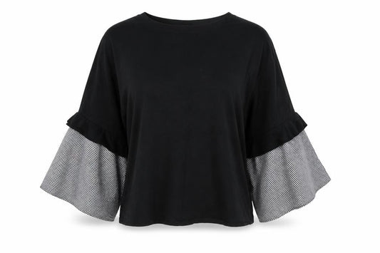 Front view of Primark women’s black cotton pullover sweatshirt, size UK 12, pullover