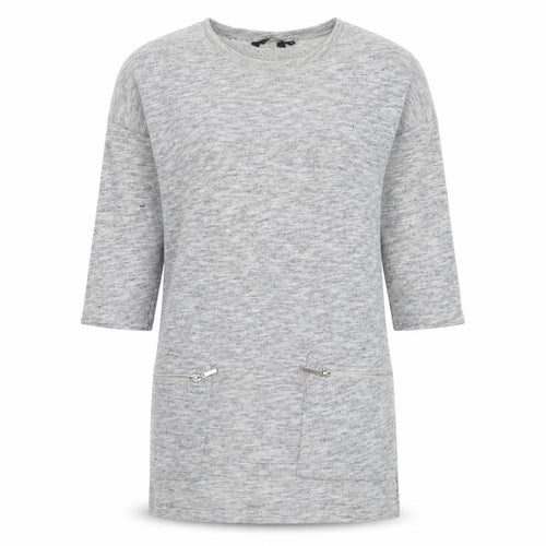 New Look Womens Grey Round Neck  Cotton Tunic Jumper Size 8