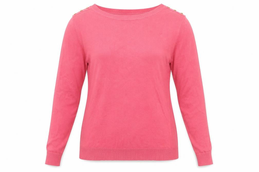 Front view of TEX women’s pink round neck cotton jumper, size L