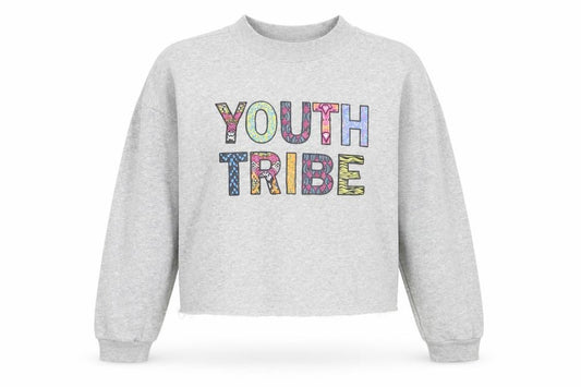Front view of H&M women’s grey cotton pullover sweatshirt, size M
