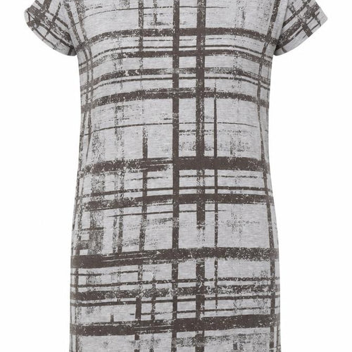 Topshop Womens Grey Check Polyester T-Shirt Dress  Size 8  Round Neck
