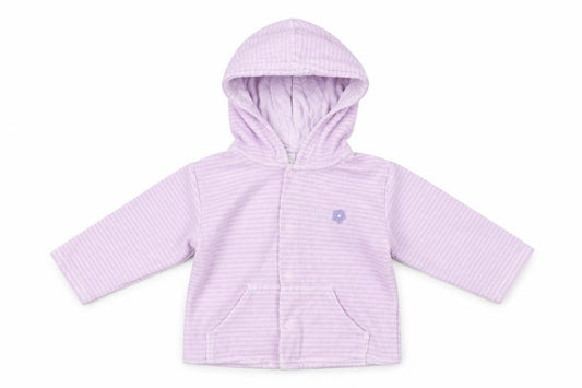 Front view of Next Baby Purple Striped Basic Jacket Jacket, size 0-3, Months Snap