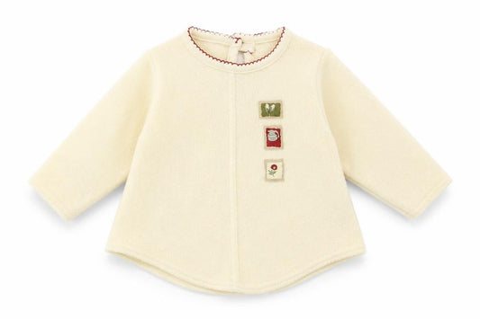 Front view of Mothercare Baby Beige Polyester jumper, size 0-3, Months Button