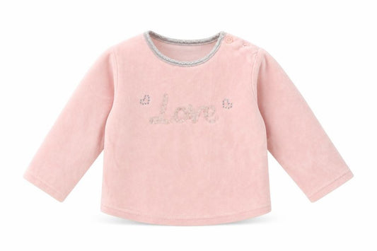Front view of Early Days Baby Pink Polyester jumper, size 18-24, Months Button