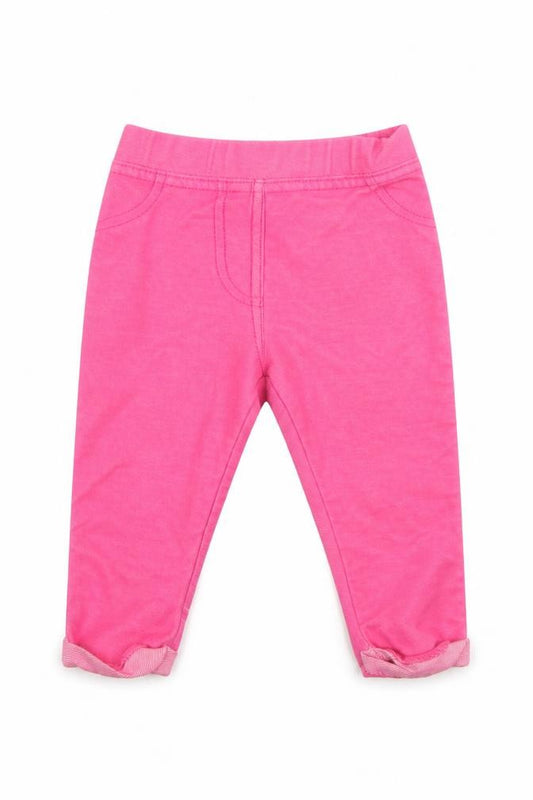 Front view of F&F girls’ pink cotton jogger leggings, size 3-6, months