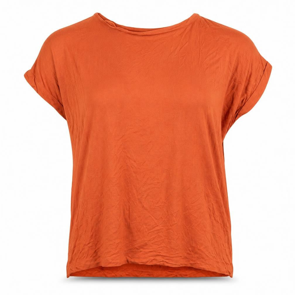 Originals Womens Orange  Viscose Basic T-Shirt Size 12 Boat Neck
