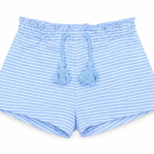 River Island Boys Blue Striped Cotton Cropped Trousers Size 3-6 Months  Drawstring