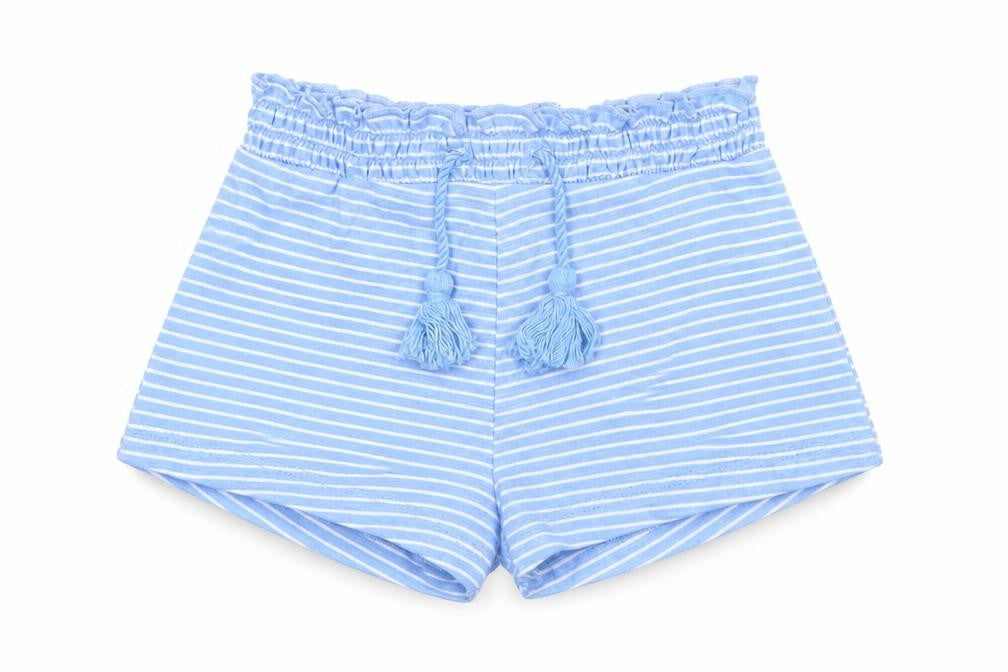 River Island Boys Blue Striped Cotton Cropped Trousers Size 3-6 Months  Drawstring
