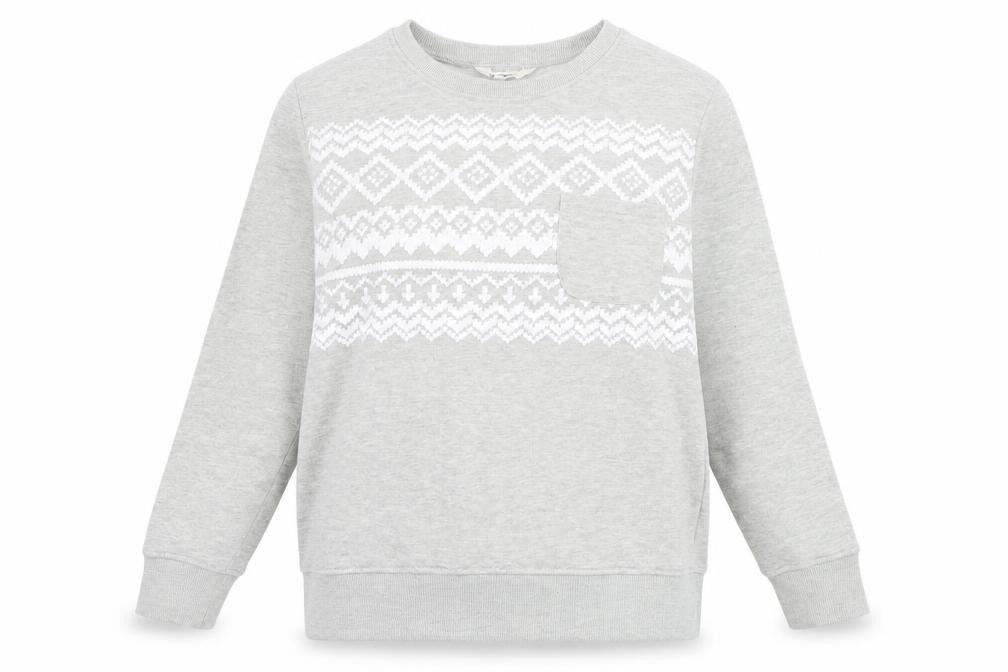 Original Essentials Womens Grey Geometric Cotton Pullover Sweatshirt Size 8  Pullover