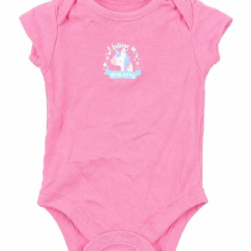 Primark Girls Pink  Cotton Babygrow One-Piece Size 3-6 Months  Snap - Unicorn