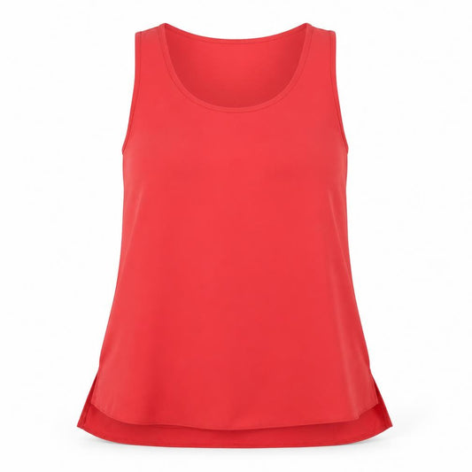 Front view of Atmosphere women’s pink polyester basic tank, size UK 8, round neck