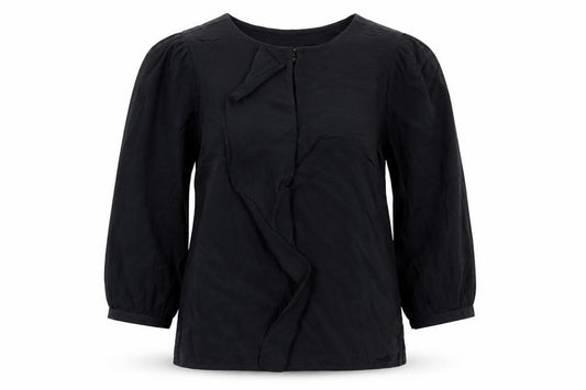 Front view of Next women’s grey polyester basic blouse, size UK 6, round neck