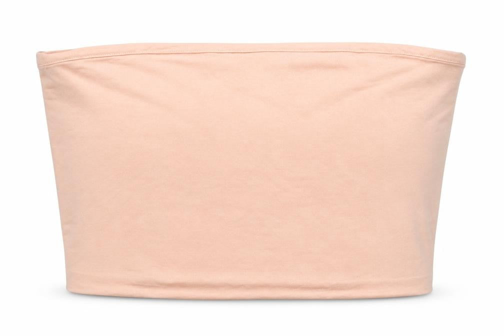 Front view of Oasis women’s pink polyester cropped tank, size M, round neck