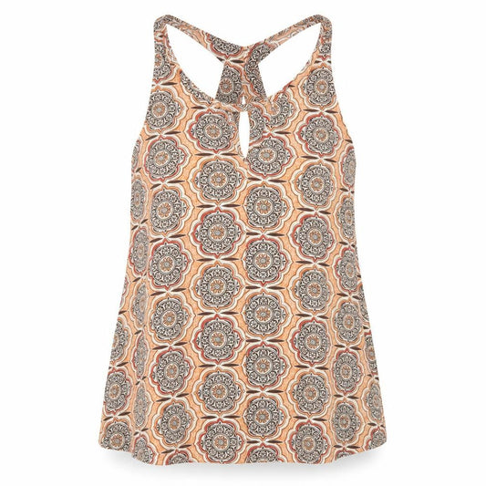Front view of Next women’s orange geometric polyester basic blouse, size UK 12, v-neck
