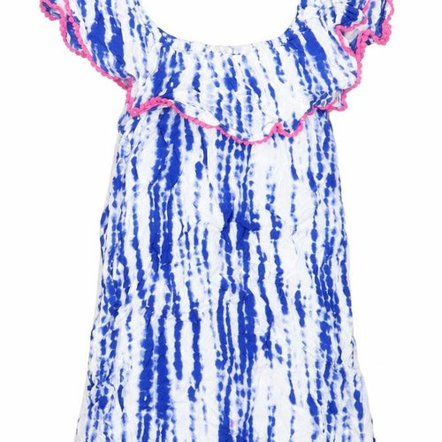 Candy Couture Girls Blue  Viscose Shift  Size 13 Years  Off the Shoulder