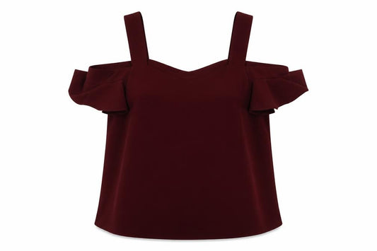 Front view of Topshop women’s purple polyester basic tank, size UK 10, v-neck - cold shoudler