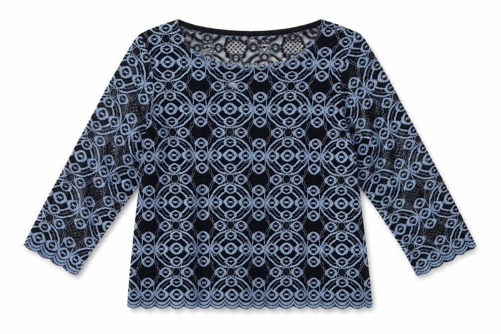 Front view of Marks & Spencer women’s blue polyester pullover sweatshirt, size UK 12, pullover