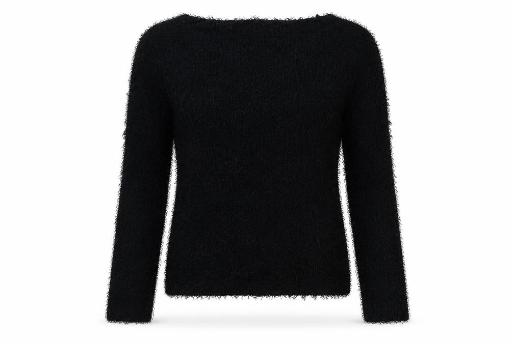 Front view of Brave Soul women’s black scoop neck polyester jumper, size M