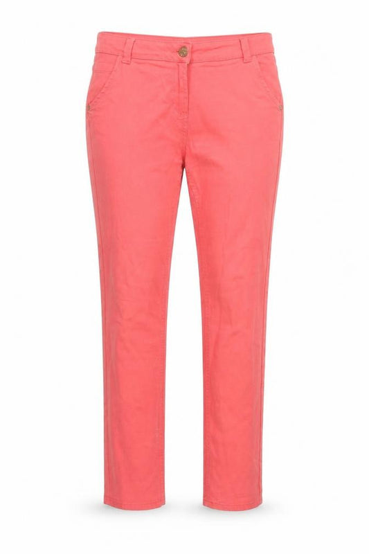 Front view of BHS women’s pink cotton skinny jeans, size UK 12, 31-inch leg regular button