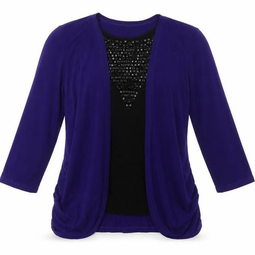 Preworn Womens Purple Round Neck  Polyester Cardigan Jumper Size L