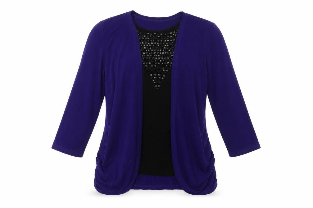 Preworn Womens Purple Round Neck  Polyester Cardigan Jumper Size L