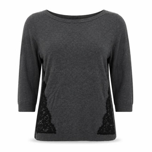 Papaya Womens Grey Boat Neck  Viscose Pullover Jumper Size 14   - Lace Detail