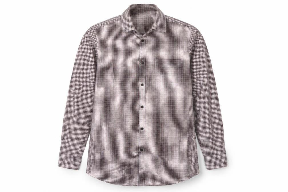 Front view of Matalan men’s red check cotton button-up, size 15, collared button