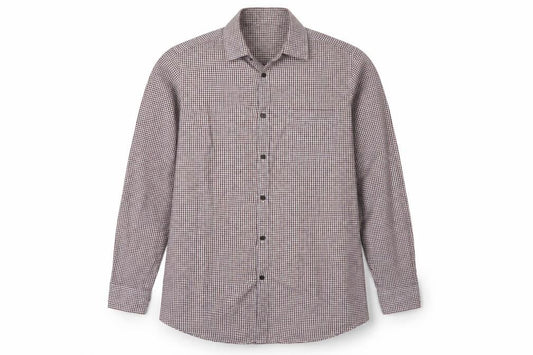 Front view of Matalan men’s red check cotton button-up, size 15, collared button