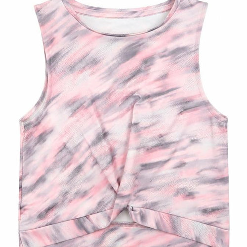 TU Girls Pink Geometric Polyester Cropped Blouse Size 7 Years Crew Neck