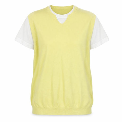 Daniele Fiesoli Womens Yellow Crew Neck  Cotton Pullover Jumper Size L