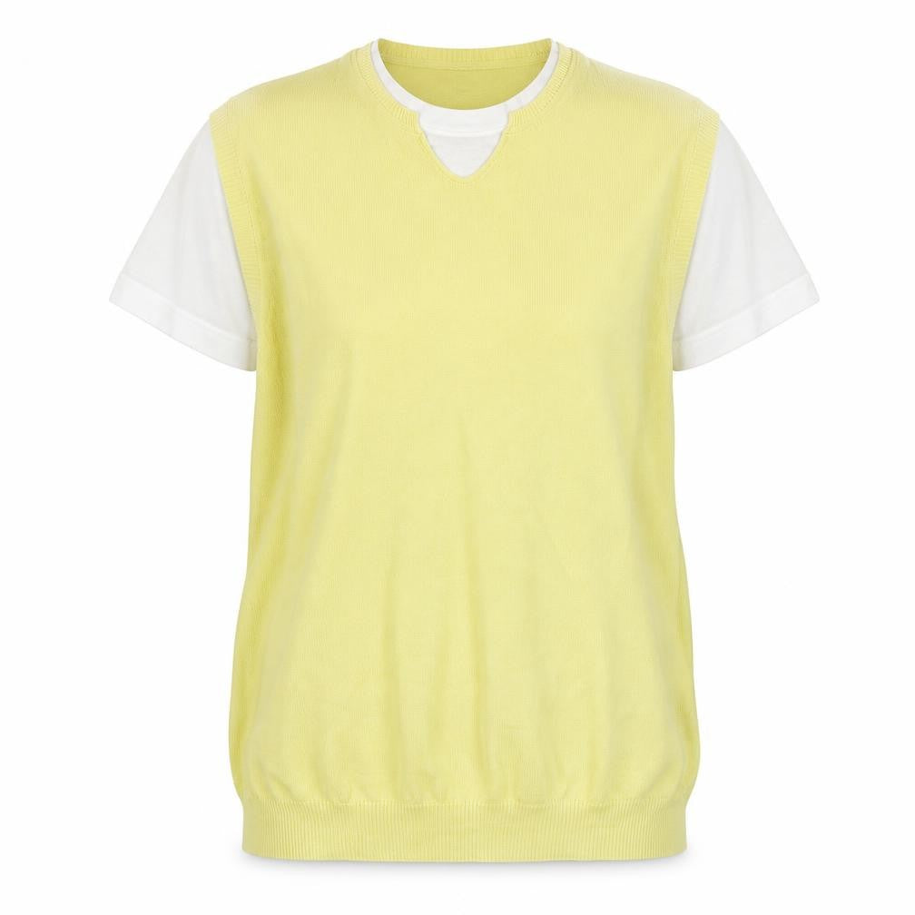 Daniele Fiesoli Womens Yellow Crew Neck  Cotton Pullover Jumper Size L