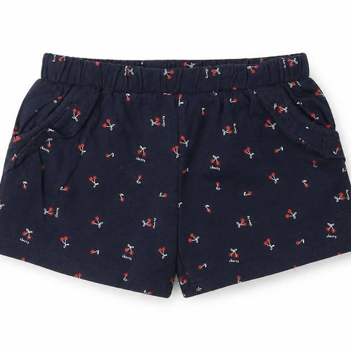 Mothercare Girls Blue Geometric Cotton Bermuda Shorts Size 4-5 Years  Regular  - Cherry Print