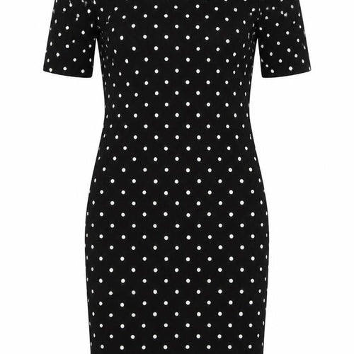 Forever Womens Black Polka Dot Polyester Pencil Dress  Size M  Crew Neck