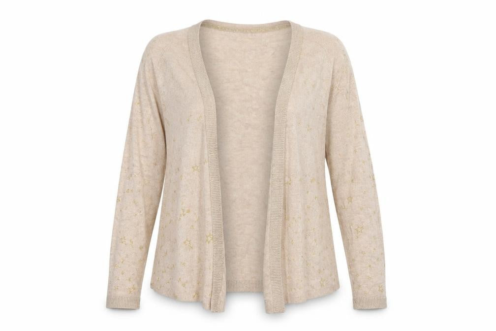 Marks and Spencer Womens Pink V-Neck Geometric Cotton Cardigan Jumper Size S   - stars