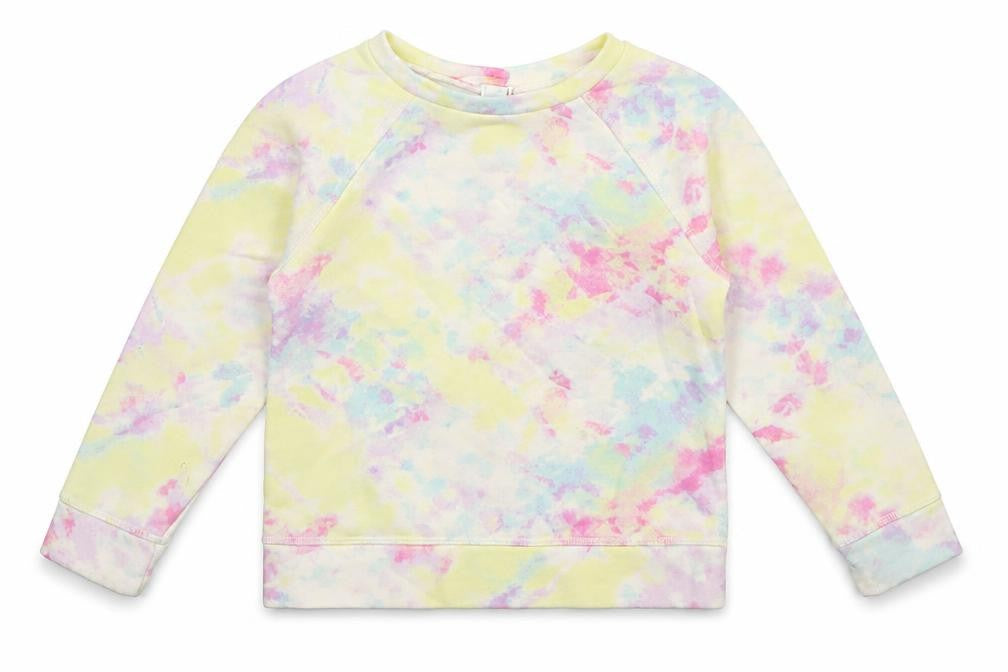 Front view of Gap girls’ multicoloured cotton pullover sweatshirt, size 5, years pullover - tie dye