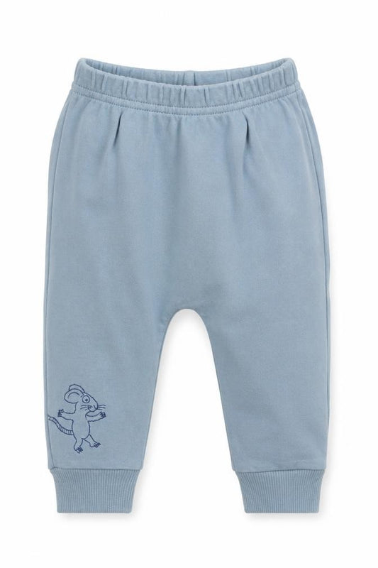 Front view of M&Co boys’ blue cotton sweatpants, size 0-3, months - mouse