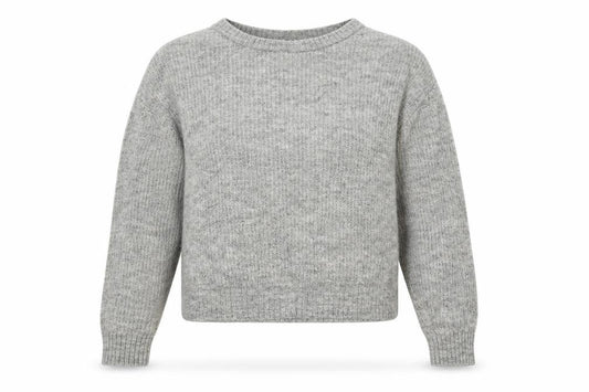 Front view of H&M women’s grey round neck acrylic jumper, size XS