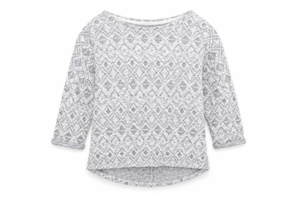 Front view of Papaya women’s grey round neck argyle/diamond polyester jumper, size S