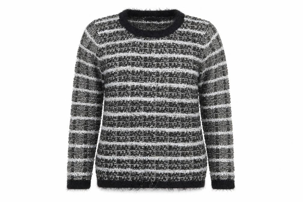 Front view of Allyson women’s black round neck acrylic jumper one size