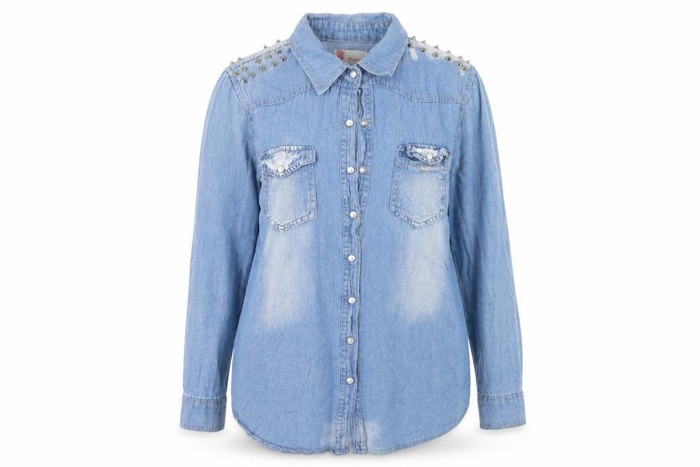 jovonista Womens Blue  Cotton Basic Button-Up Size 8 Collared