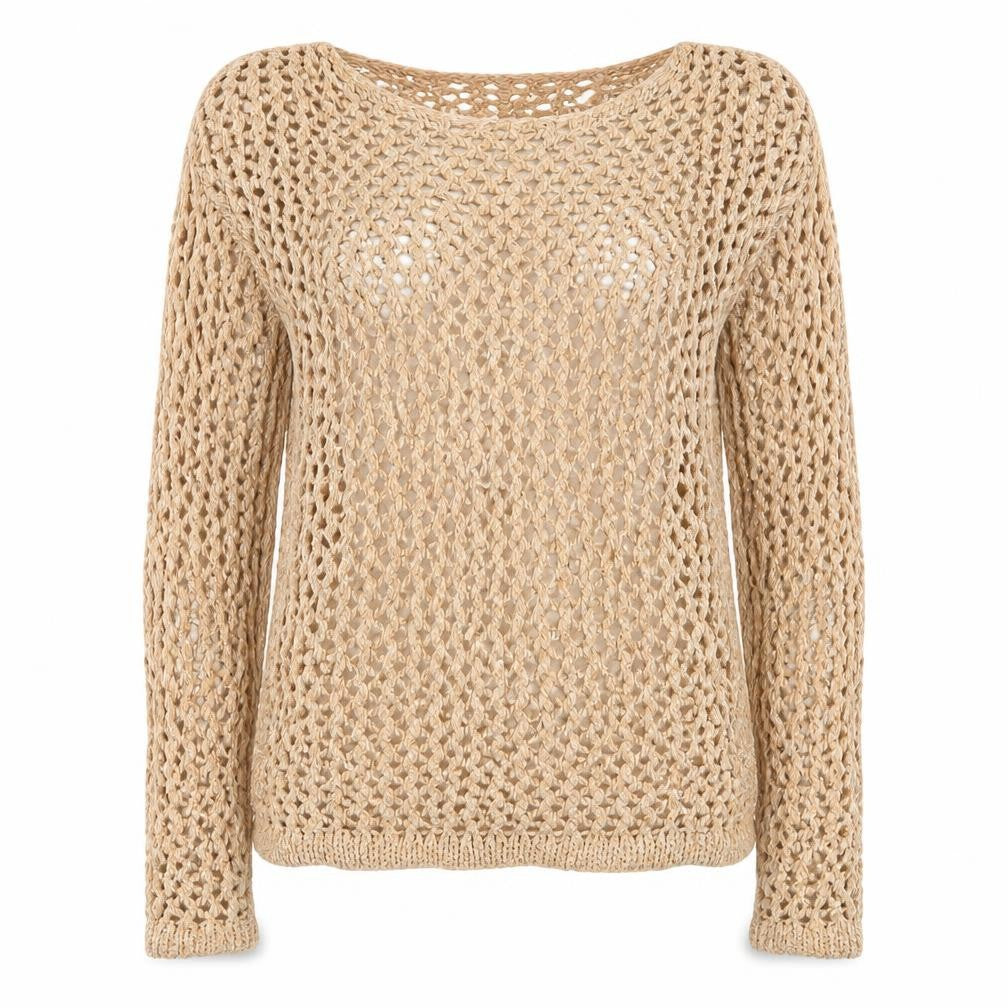 Front view of H&M women’s orange round neck acrylic jumper, size XS