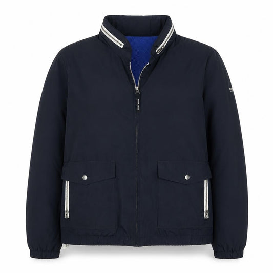 Front view of Penn Rich women’s blue jacket coat, size M, zip