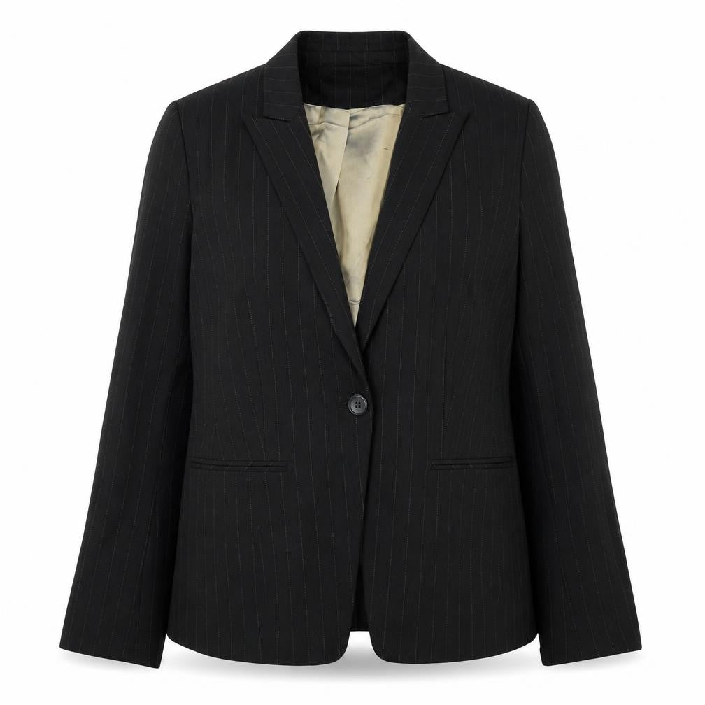 Front view of J Taylor women’s black viscose jacket suit jacket, size UK 14