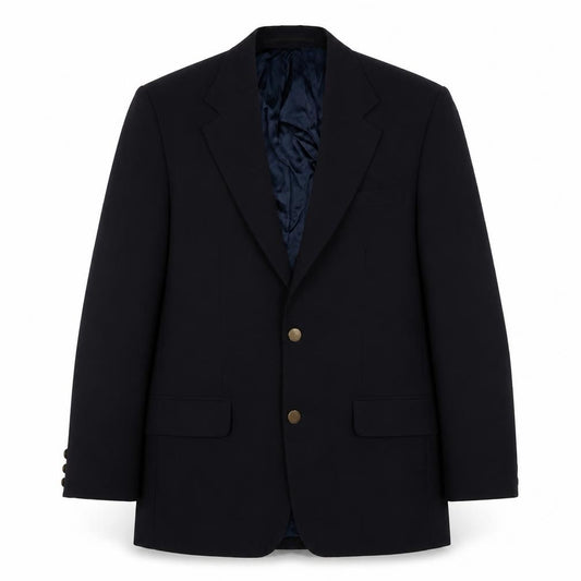 Front view of Simon Taylor men’s blue polyester jacket suit jacket, size 38