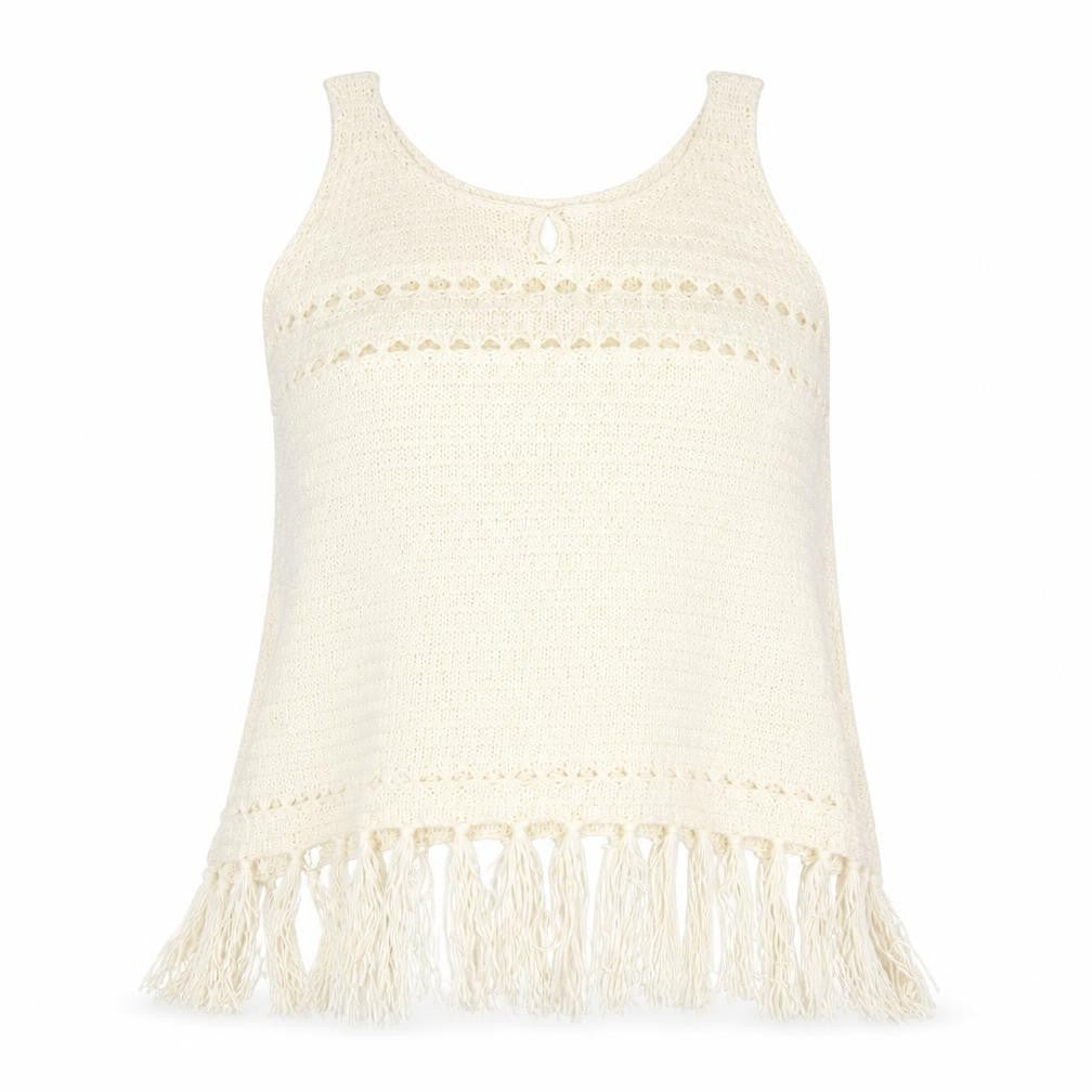 Somedays Lovin Womens Ivory Round Neck  Acrylic Vest Jumper Size L