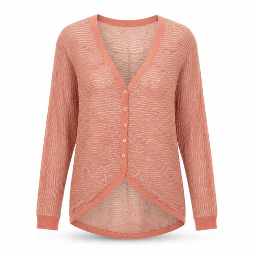 H by Halston Womens Pink V-Neck Striped Viscose Cardigan Jumper Size XS